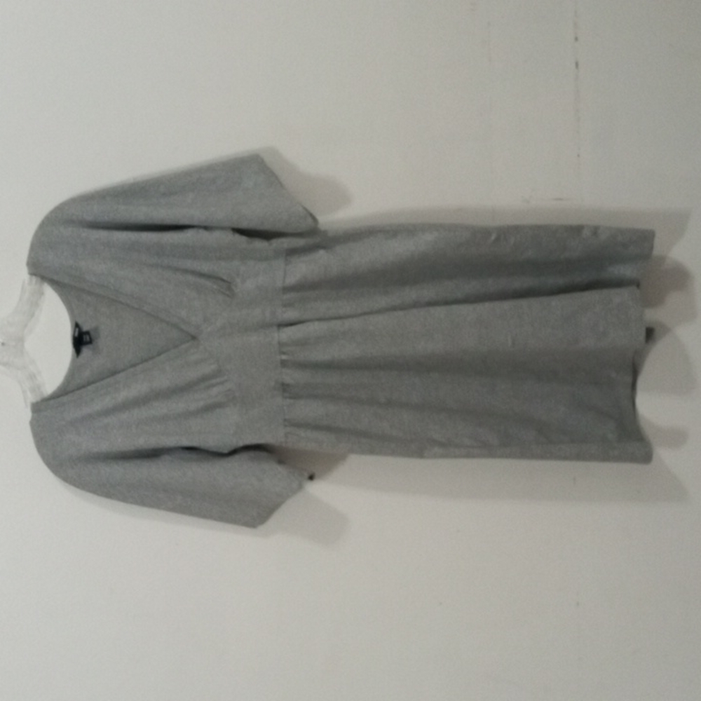 H&M silver shimmer v-cut wide sleeve empire waist dress 6